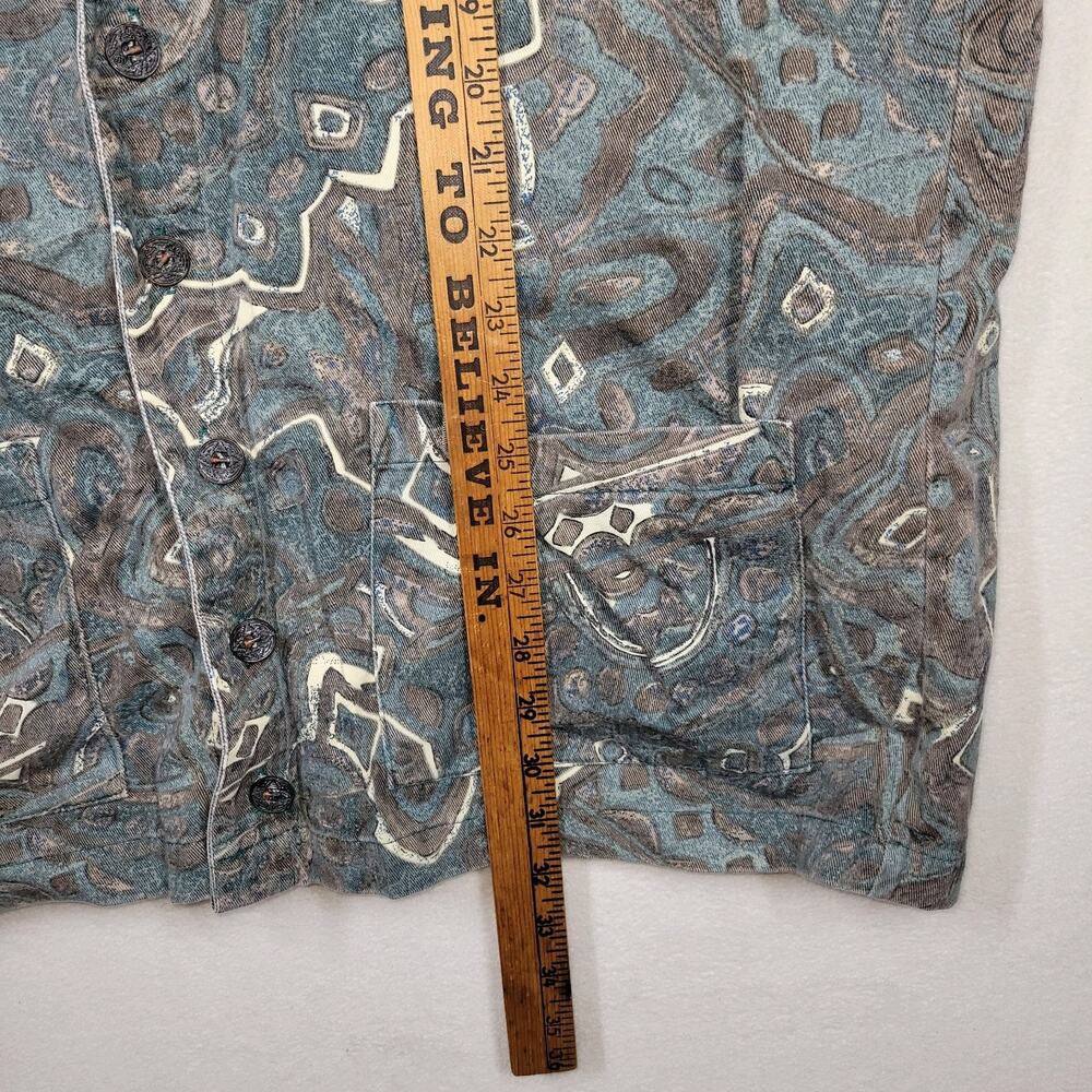 Vintage Chicos Vest Womens Shirt Sz 2 Large Green Cottagecore Button Up Aztec - Picture 4 of 11